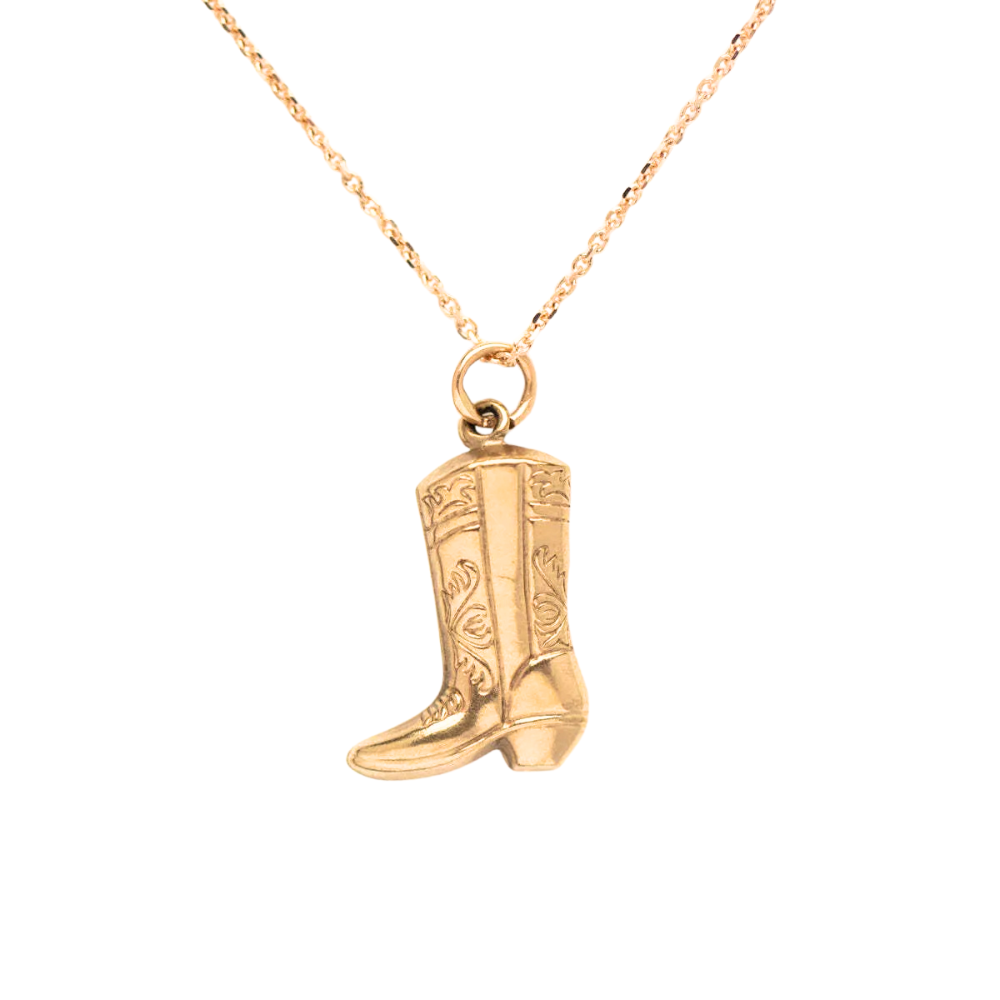 Gold Cowboy Boots Pendant Necklace