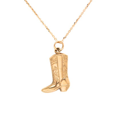 Gold Cowboy Boots Pendant Necklace