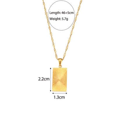 Sunburst Rectangle Pendant Necklace