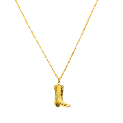 Gold Cowboy Boots Pendant Necklace