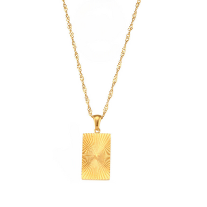 Sunburst Rectangle Pendant Necklace