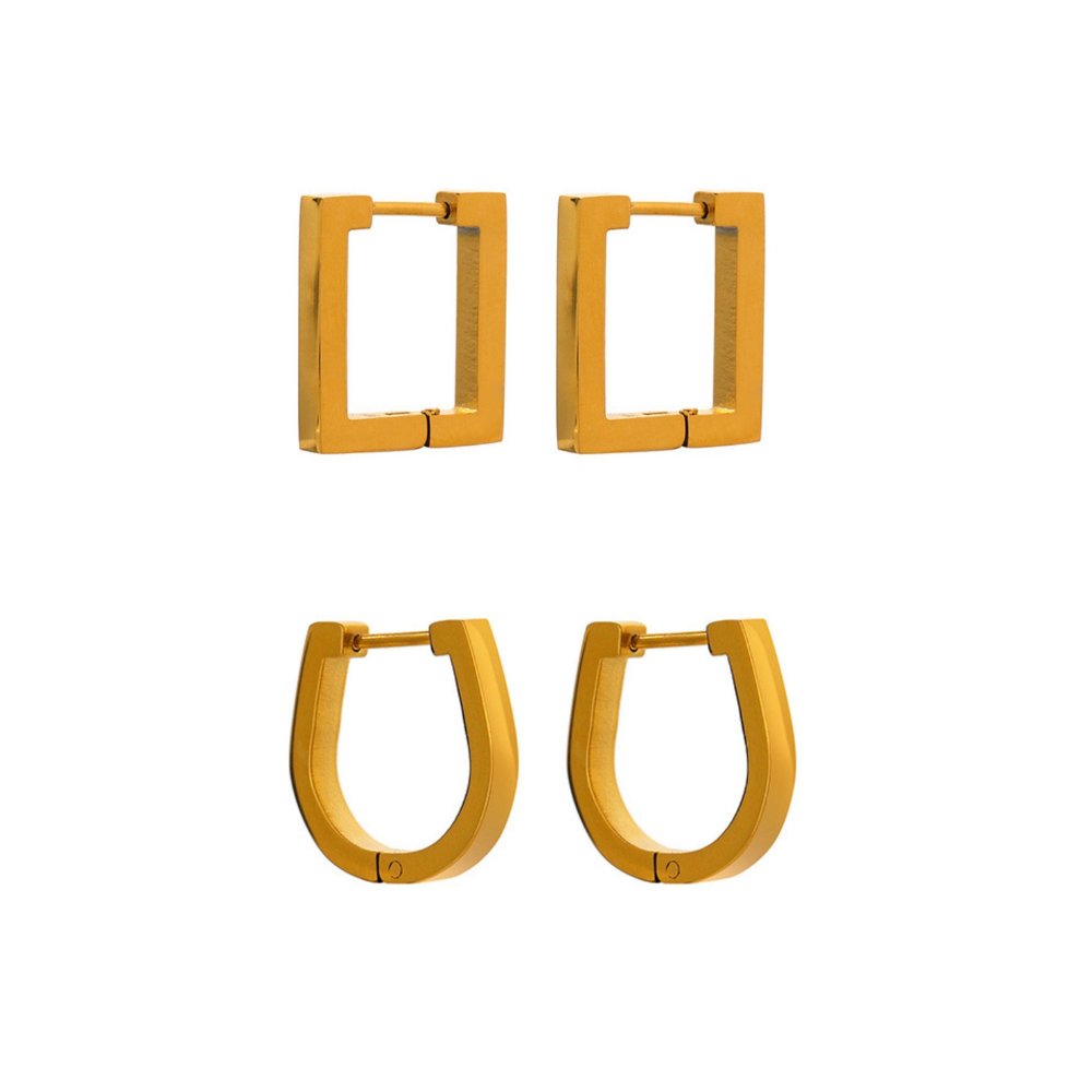 Bold Square, U and Triangle Shaped Earrings