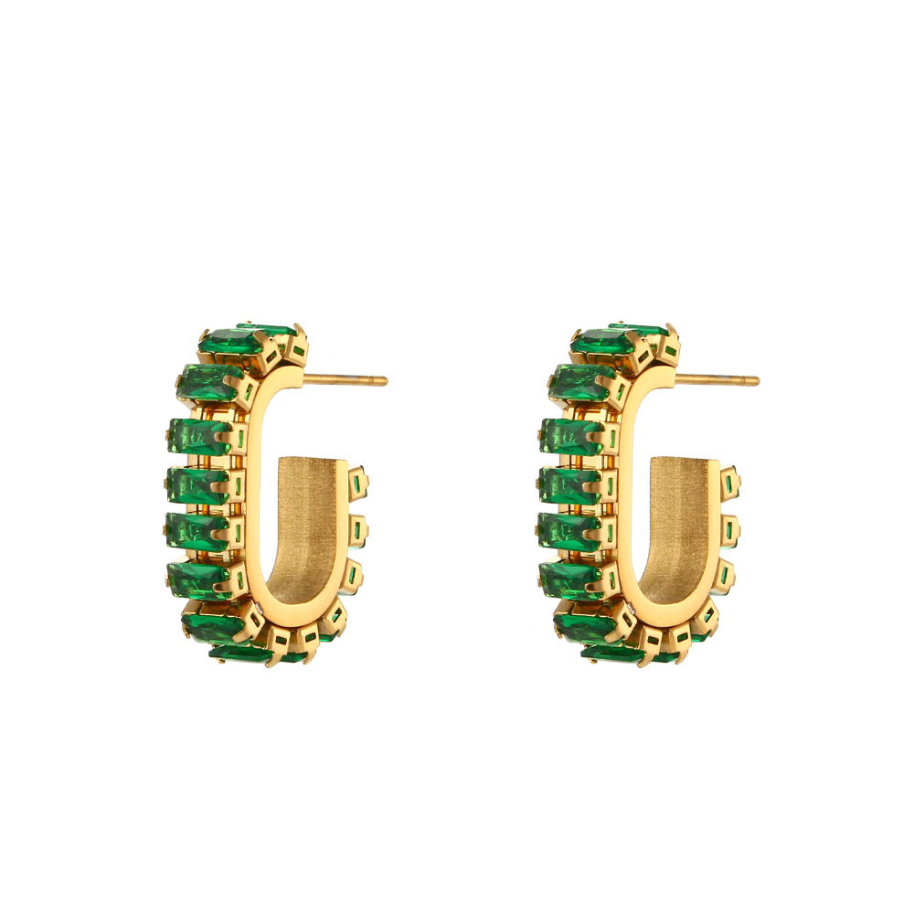 Gold Plated Zirconia Baguette Earrings