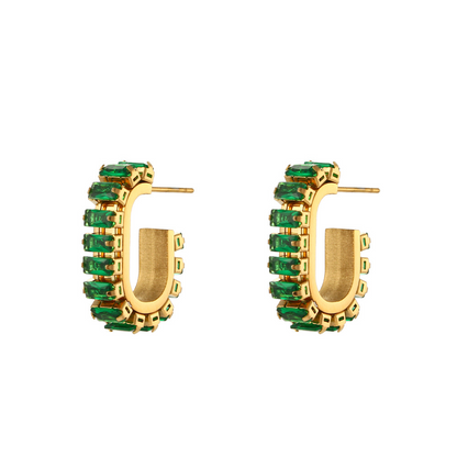 Gold Plated Zirconia Baguette Earrings