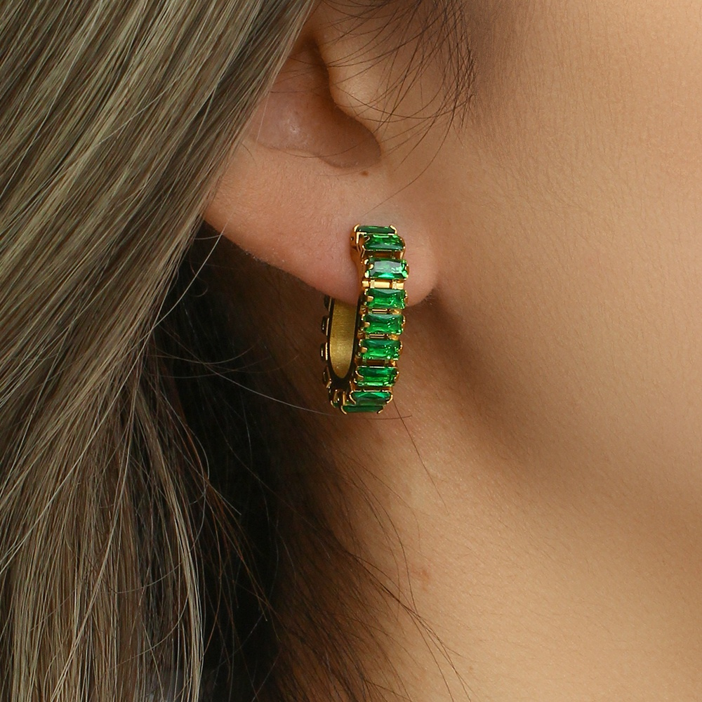 Gold Plated Zirconia Baguette Earrings