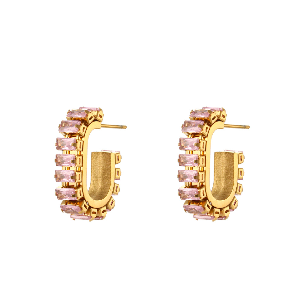 Gold Plated Zirconia Baguette Earrings