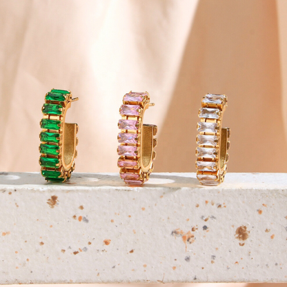 Gold Plated Zirconia Baguette Earrings

