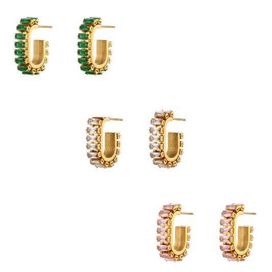 Gold Plated Zirconia Baguette Earrings