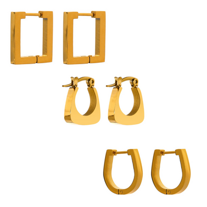 Bold Square, U and Triangle Shaped Earrings