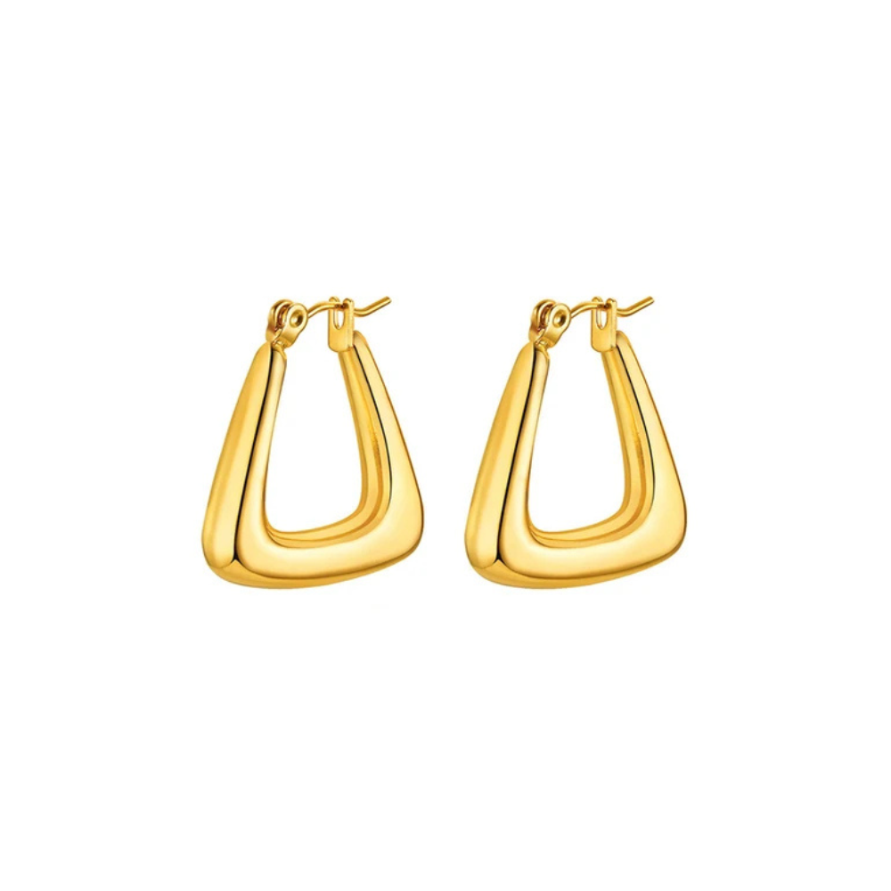 Sculpted Triangle Gold Plated Hoop Earrings by The Happiness Store 3