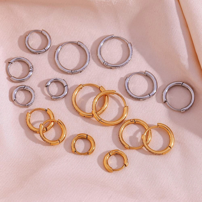 Gold Plated/ Stainless Steel Half Stone Huggie Hoops by The Happiness Store 8
