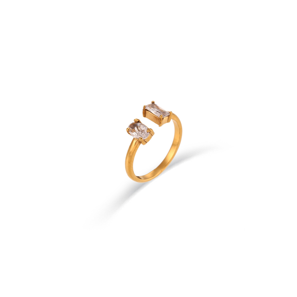 Diamond djustable Gold Plated Ring by The Happiness Store 3