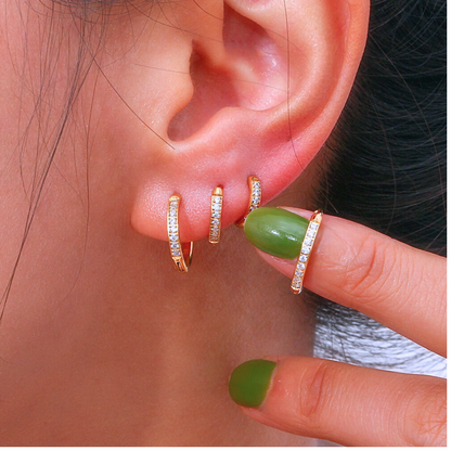 Gold Plated Half Stone Huggie Hoops by The Happiness Store 9