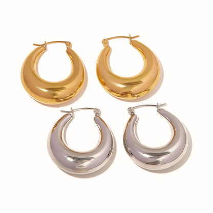 Gold / Silver Lightweight Chunky Drop Hoop Earrings