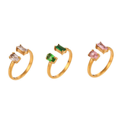 Colored Stone Adjustable Gold Plated Ring by The Happiness Store