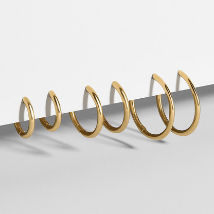 Different Sizes Thin Minimal Gold Plated Hoop Earrings by The Happiness Store 2