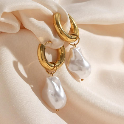 Versatile Pearl Drop Hoop Earrings