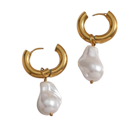 Versatile Pearl Drop Hoop Earrings