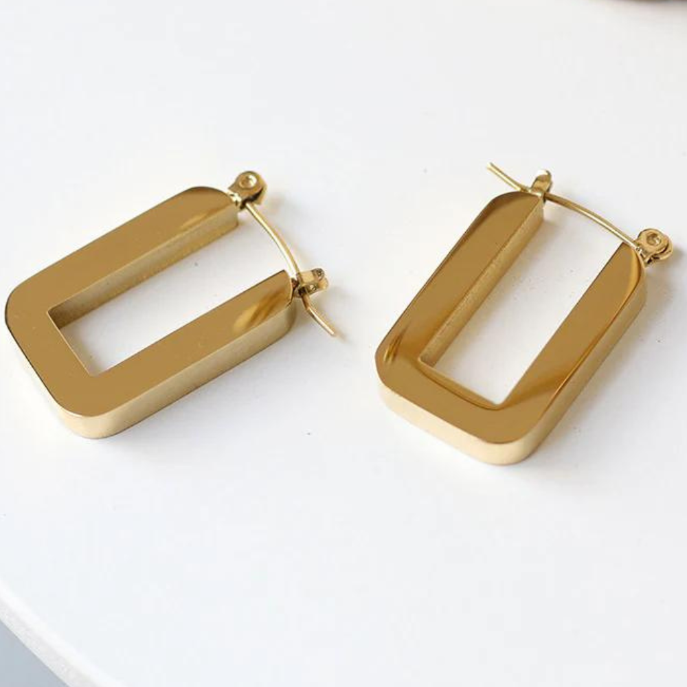 Gold Rectangle Hoop