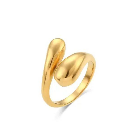 Adjustable Gold Waterdrop Statement Ring