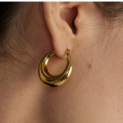 Gold / Silver Lightweight Chunky Drop Hoop Earrings