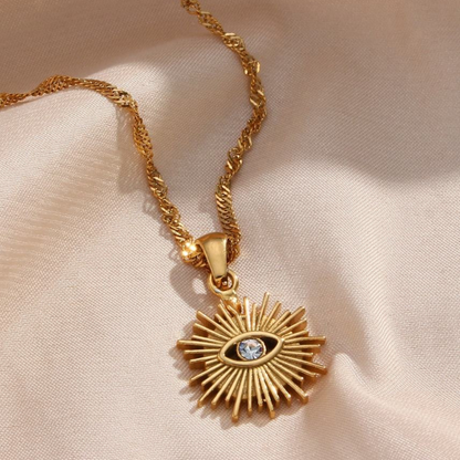 Spiked Evil Eye Pendant with Chain