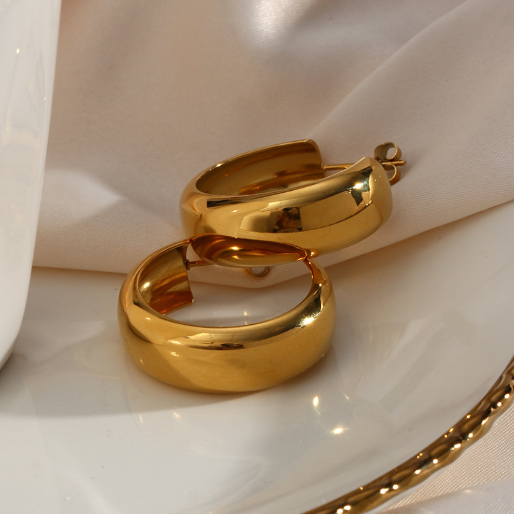 Chunky Gold-Plated Hoops