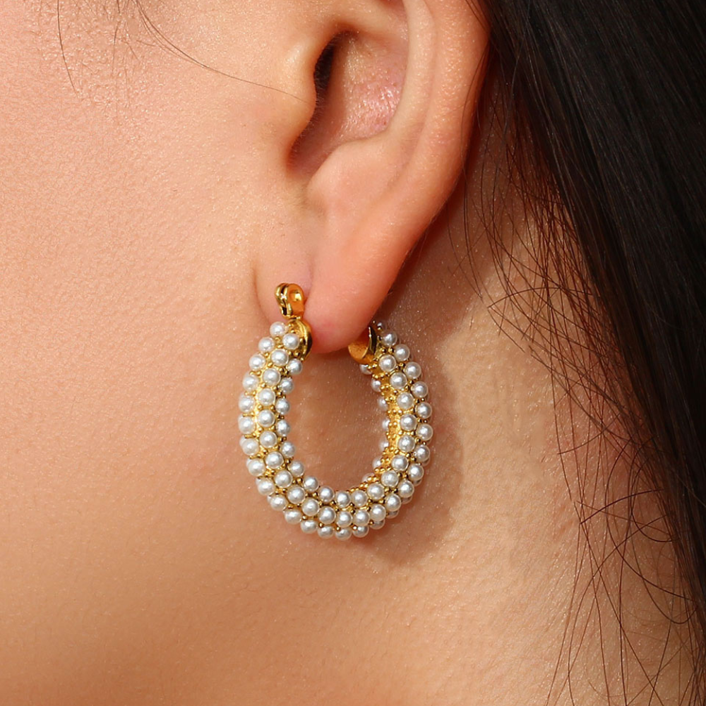 Pearl Hoop Earrings