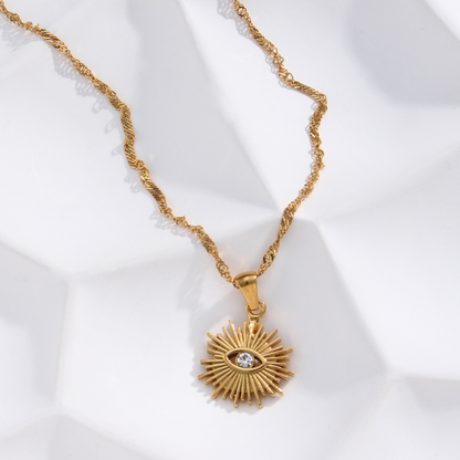 Spiked Evil Eye Pendant with Chain