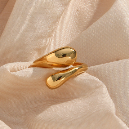 Adjustable Gold Waterdrop Statement Ring