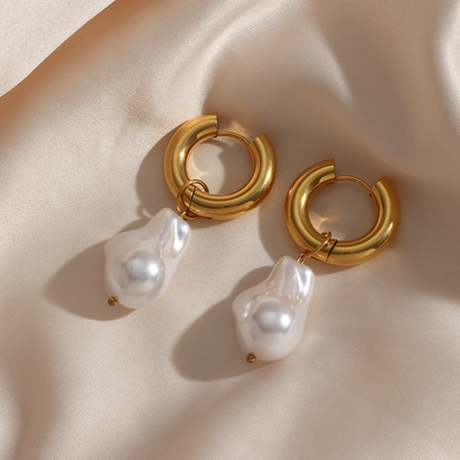 Versatile Pearl Drop Hoop Earrings