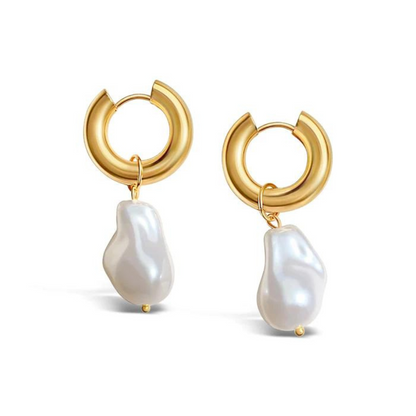 Versatile Pearl Drop Hoop Earrings