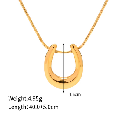 Gold Horseshoe Pendant Necklace