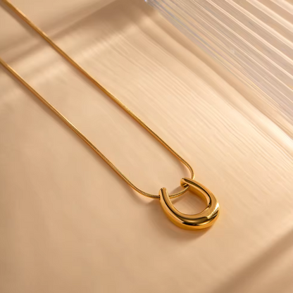 Gold Horseshoe Pendant Necklace