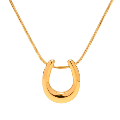 Gold Horseshoe Pendant Necklace