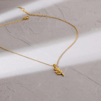 Gold Rose Pendant with Chain