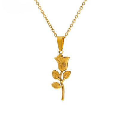 Gold Rose Pendant with Chain