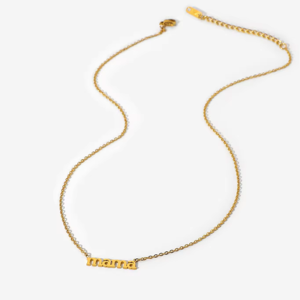 Gold-Plated Mama Pendant with Chain