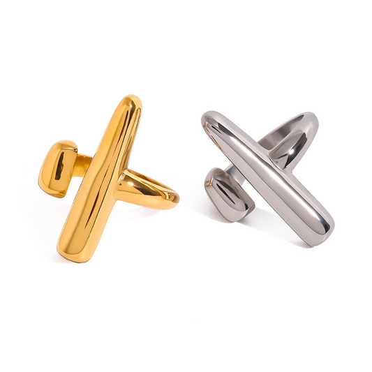Sculptural T-Bar Chunky Ring