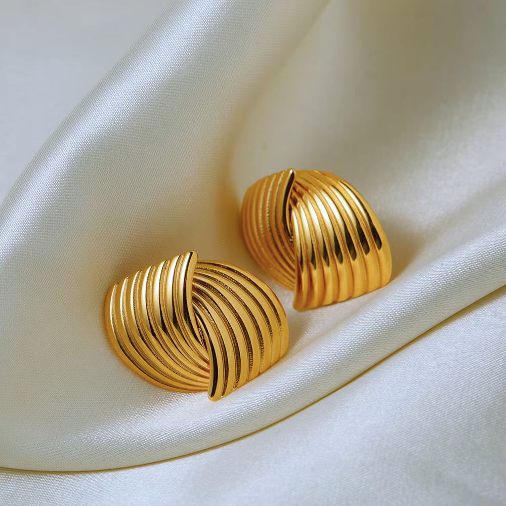 Wave Textured Statement Earrings