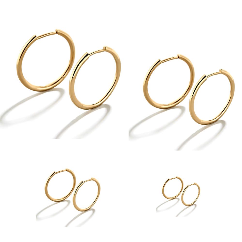 Different Sizes Thin Minimal Gold Plated Hoop Earrings by The Happiness Store