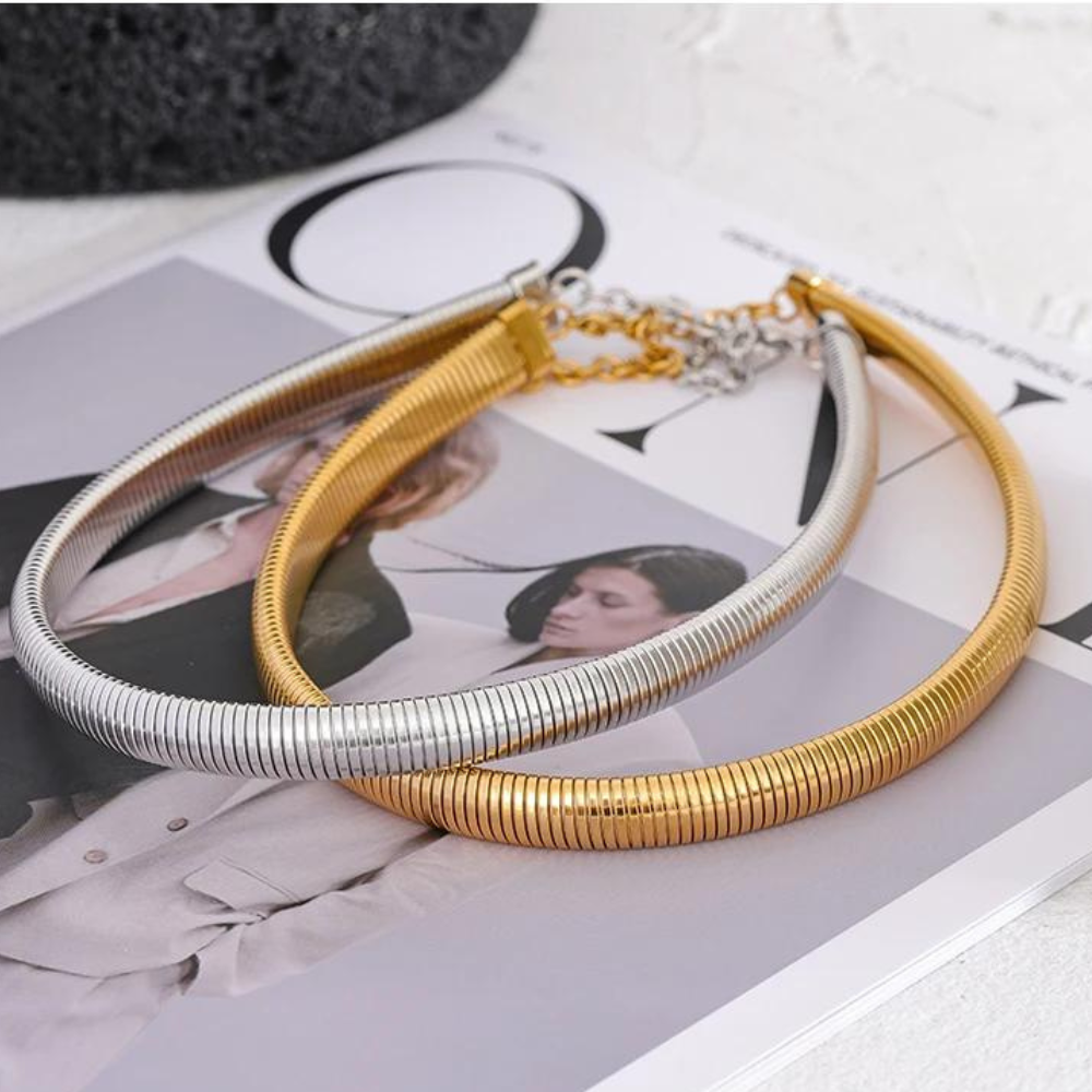 Gold / Silver Coil Choker Necklace