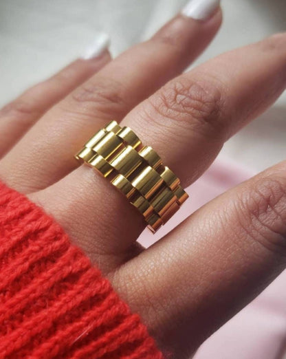 18K Gold Plated timepiece ring | minimal | mothers day | gifts for her | stainless steel gold ring | brands | gifts | gift for mom | sale