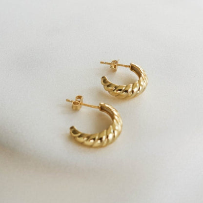 Croissant Earring | Womens 18 K Gold Plated hoop earrings | Vintage earrings |Dome earring | Croissant earring | gifts | gold plated