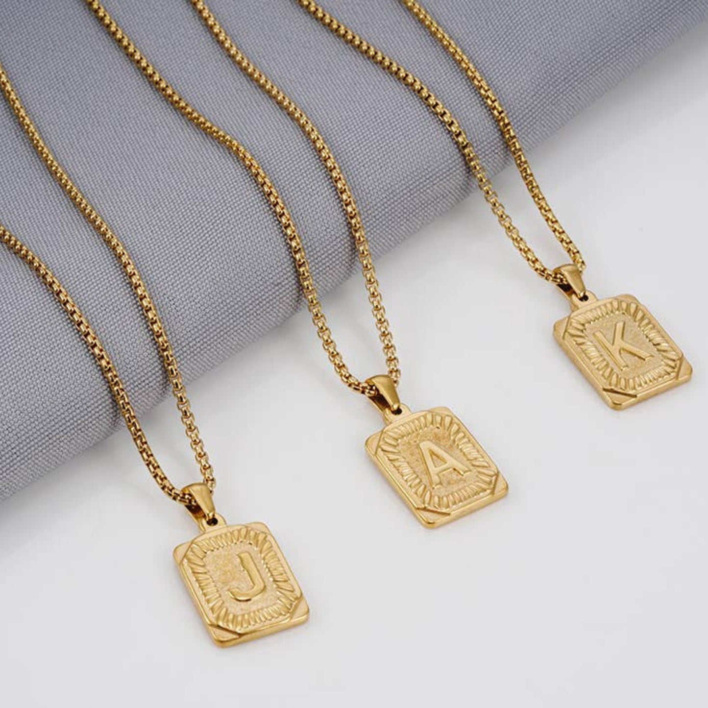 18k gold plated Initial necklace, letter necklace, monogram necklace, personalised jewellery, gifts for women, Alphabet Square A to Z Letter